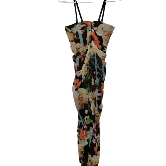 Marciano 0 extra small multi color floral temptation gown maxi high low black - Picture 5 of 6